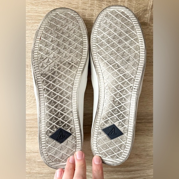 Sperry Tan Seaside Perforated Suede Slip On Shoes - Picture 5 of 7